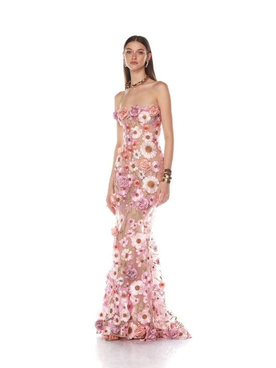 Bronx and Banco Dresses & Skirts - Bronx and Banco Jasmine Gown Pink Floral Corset Dress Size Large NEW